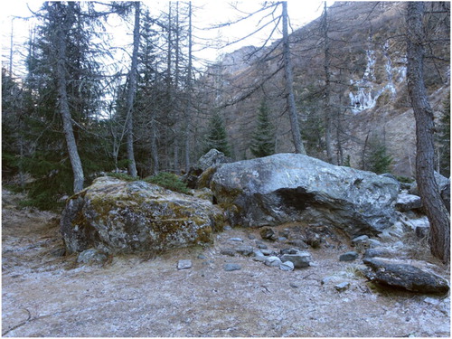 Figure 3. Boulders present in the Bonatchiesse sector on the alluvial fan (See Figure 2 for location).