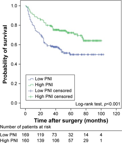 Figure 2 Kaplan–Meier survival curves for recurrence-free survival of patients with non-muscle-invasive bladder cancer stratified by PNI.