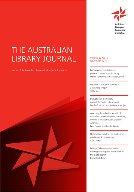 Cover image for The Australian Library Journal, Volume 59, Issue 4, 2010