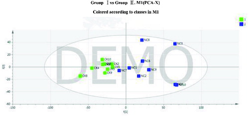 Figure 3. Principal component analysis (PCA) score plot of groups I and II after the removal of outliers.