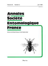 Cover image for Annales de la Société entomologique de France (N.S.), Volume 30, Issue 2, 1994