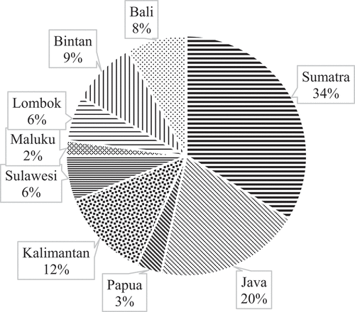 Figure 1. The percentage of respondents sorted by their home islands in Indonesia.