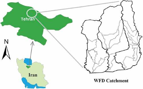 Figure 6. Situation of the studied watershed in Tehran, Iran.