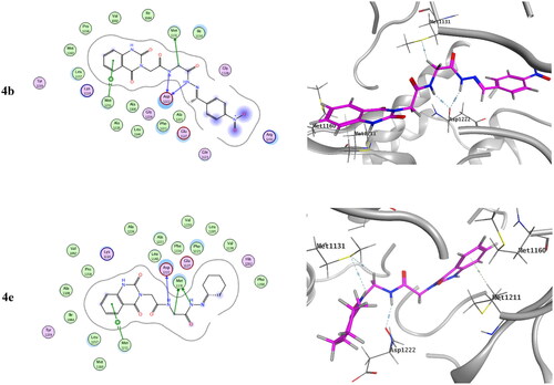 Figure 12. Docking pose of compound 4b and 4e with c-Met TK (PDB: 3lq8).