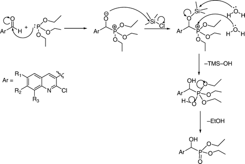 Figure 1.  Mechanism of the synthesis of α-hydroxyphosphonates.