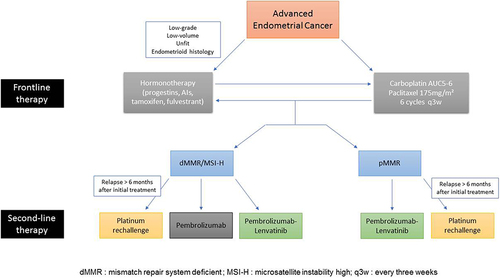 Figure 3 Systemic treatment strategies for advanced/metastatic endometrial cancers.