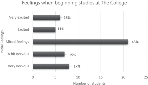 Figure 1. Feelings when beginning studies at The College.