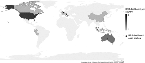 Figure 3. Spatial representation of selected BES dashboard case studies.