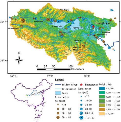 Figure 1. Sampling site and arsenic distribution in SAYR.