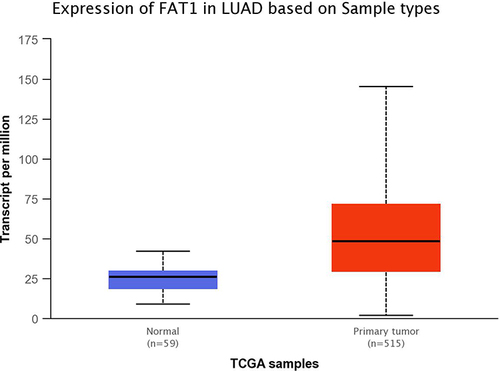 Figure 2 The expression level of circFAT1 in NSCLC tissues was analyzed by Ualcan database.