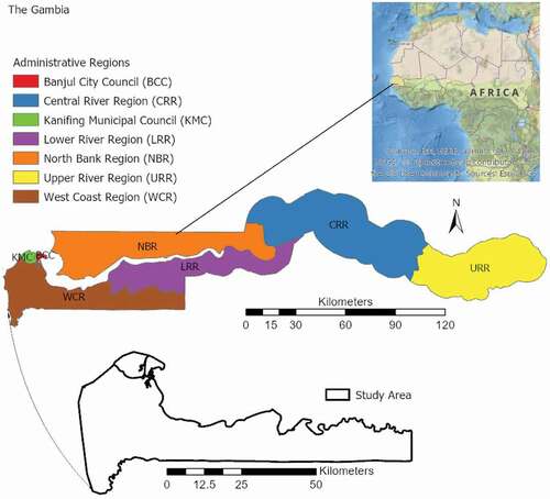 Figure 1. Location of the study area (Southwestern Gambia)