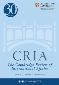 Cover image for Cambridge Review of International Affairs, Volume 31, Issue 6, 2018
