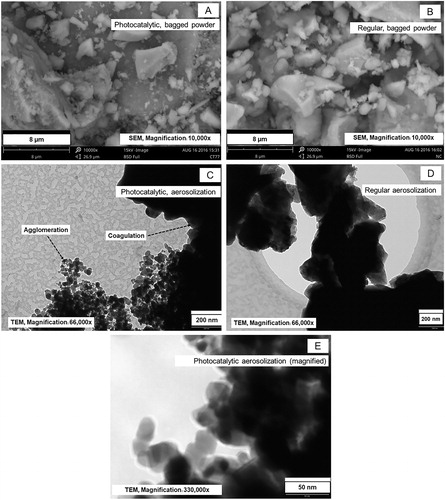 Figure 5. Schematic of SEM and TEM images of photocatalytic and regular cement.