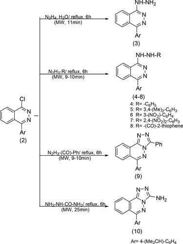 Scheme 2. Reactions of chlorophthalazine 2 with various hydrazine derivatives.