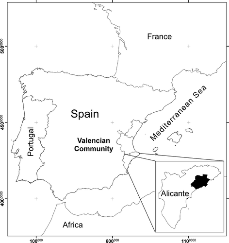 Figure 1. Location of the Spanish study area.