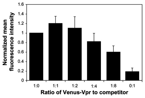 Figure 2 Competition assay to detect the loss of BiFC signal generated by Vpr dimerization.