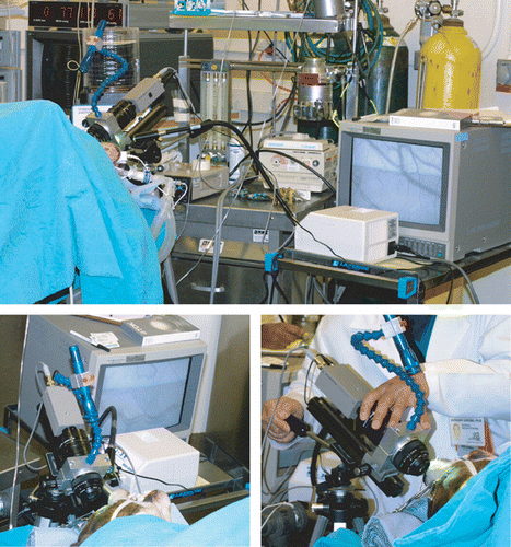 Figure 1. Bioengineering station setup with instrumentation and intravital microscope. (View this art in color at www.dekker.com.)