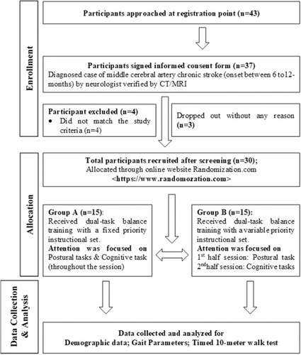 Figure 1 Flow-diagram of procedures (participant selection, allocation into groups and data collection).