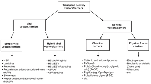 Figure 1 Vehicles for gene delivery in central nervous system to regenerate the damaged cells.