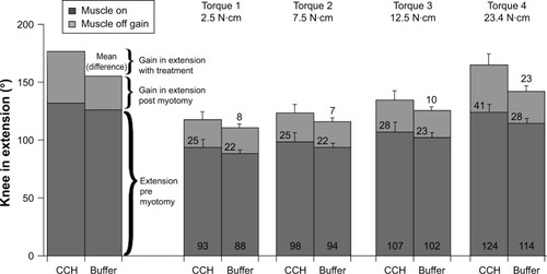 Figure 2 Mean extension angles of CCH-injected and buffer-injected experimental rat knees.