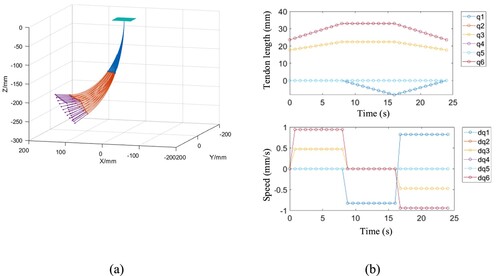 Figure 12. Result of trajectory planning: (a) Shape of the SRG; (b) Speed of motion.