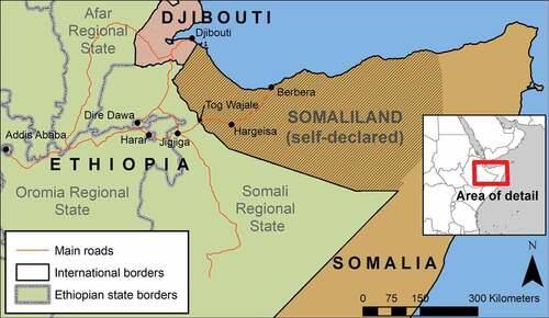 Figure 1. Jigjiga’s location in present regional geography