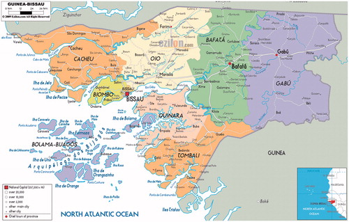 FIGURE 1A. Map of Guinea-Bissau, showing the Bijagos Archipelago. Source: Ezilon Maps, 2014.