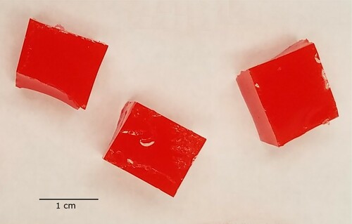 Figure 1. Typical 1.95–2.05 g tumours before placement in a phantom.