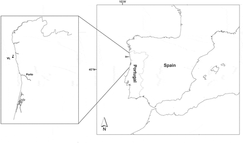 Fig. 1. Location of study site in northern Portugal. Display full size represents deployment site.