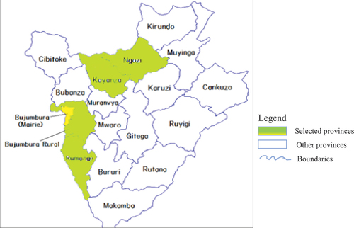 Figure 1. Map of Burundi showing the study area.