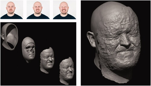 Figure 2. Images from the project Face and Mask: A Metamorphosis of Pain (2017) by Anthony Pettigrew.