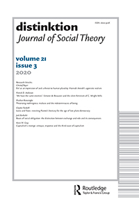 Cover image for Distinktion: Journal of Social Theory, Volume 21, Issue 3, 2020