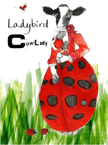 Figure 1. Example of illustrated dialect word “cowlady” used as stimulus for schoolchildren’s poetry workshop and library exhibitions (Lost Words, Nottinghamshire) (illustration by Hannah Sawtell).