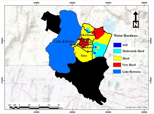 Figure 3. Groundwater hardness spatial distribution map.