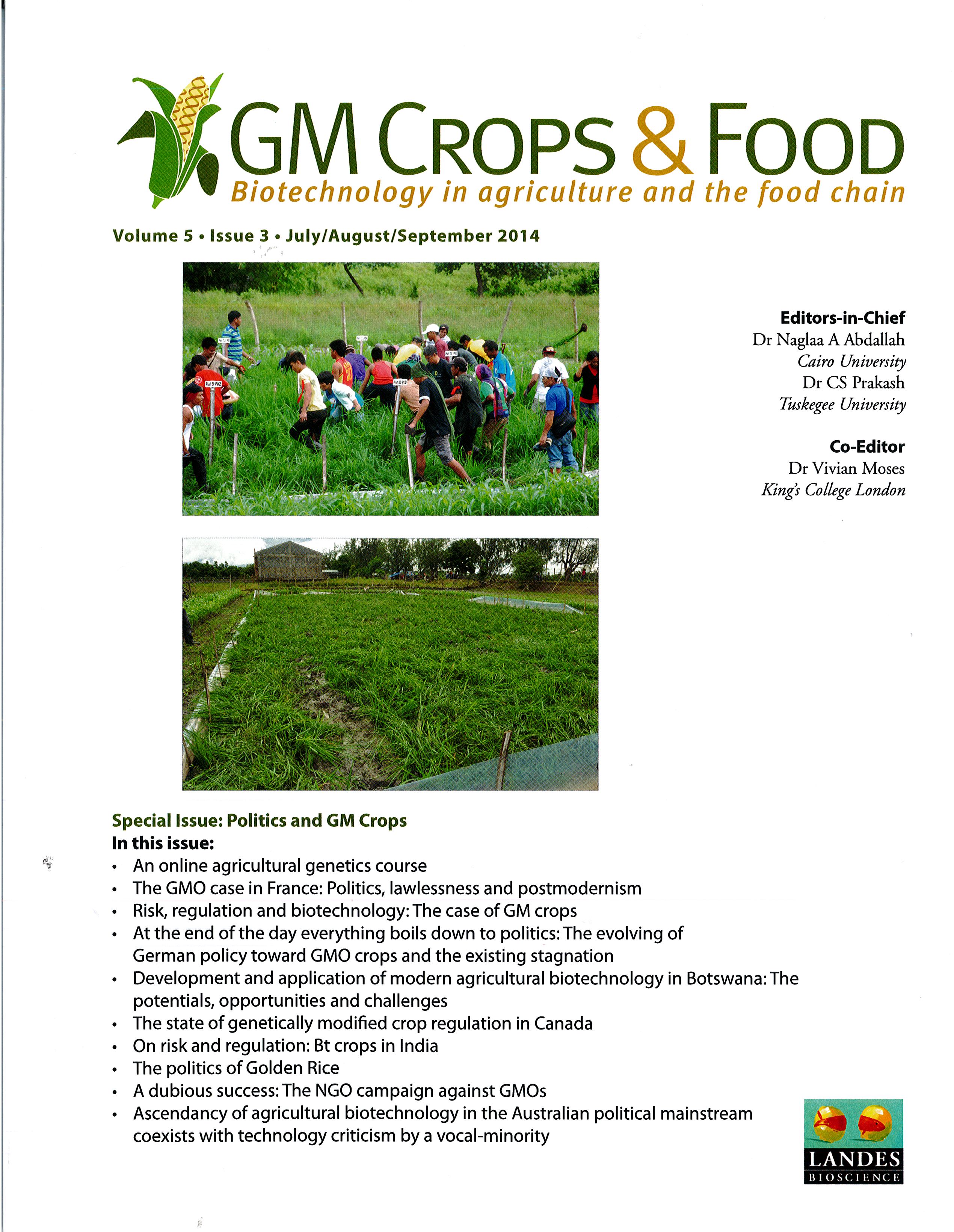 Cover image for GM Crops & Food, Volume 5, Issue 3, 2014