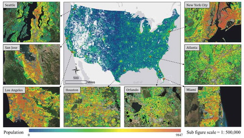 Figure 5. The 100 m population grid extracted using the BFs′ scenario.