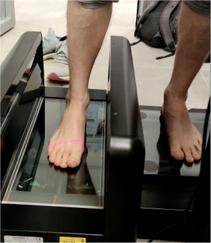 Figure 5. The scanning of the foot using the I-ware Infoot 2 3D scanner.