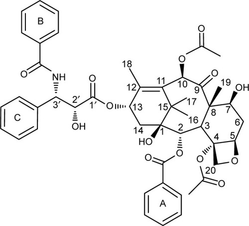 Figure 1 Chemical structure of paclitaxel with a numbering scheme.