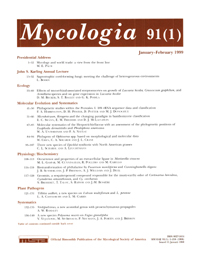 Cover image for Mycologia, Volume 91, Issue 1, 1999