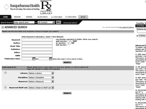 FIGURE 5 R2 Digital Library advanced search. Rittenhouse Book Distributors Inc. 2010. Used with permission.