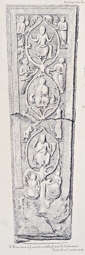 Fig. 5. Illustration of the slab by John Carter (1784)After J. Carter, Specimens of the Ancient Sculpture and Painting Now Remaining in This Kingdom, from the Earliest Period to the Reign of Henry Ye VIII, 2 vols (London, 1786), I, pl. 37
