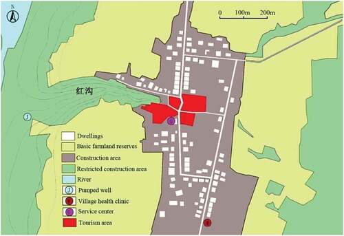 Figure 7. Present construction situation and suitable construction land in Tao Qu Yuan village.
