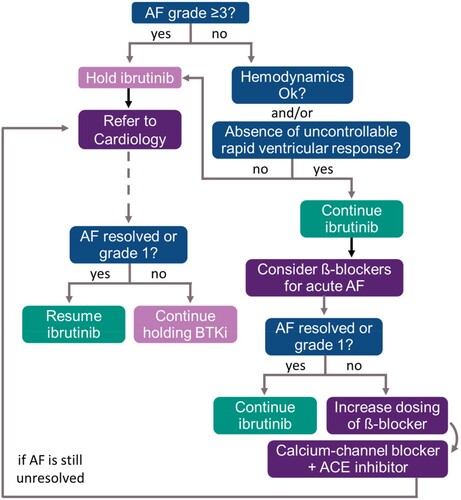 Figure 1. Proposed algorithm for managing AF in patients treated with ibrutinib.