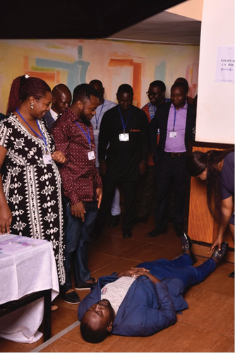 Figure 3. Actor, playwright, and performer Landry Nguesta provokes the group with his embodied performance. Yaoundé, Cameroon. March 2023. Source: Césaire Shooting, Cameroon.