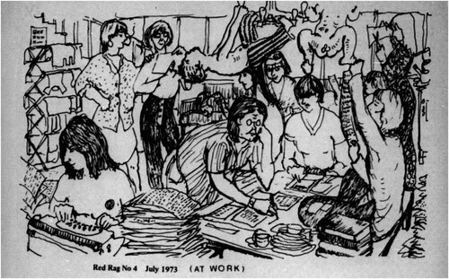 Figure 2. Alison Fell, ‘At Work’ (Red Rag Collective Citation1973b: 2).