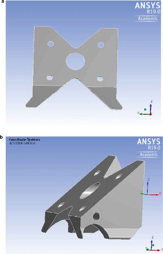 Figure 10. (a) Optimized design—front view.(b) Optimized design—isometric view