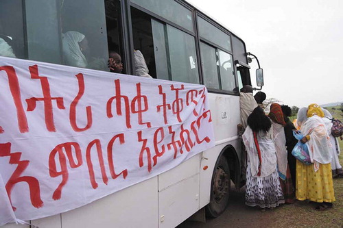 Figure 5. A bus returning to Eritrea, by Mitiku Gabrehiwot, 11 September 2018, in Eritrea on the Ethio-Eritrean border