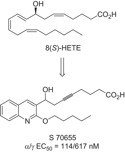 Figure 2.  From 8(S)-HETE to quinoline S 70655.