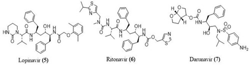 Figure 5 Structures of some main protease inhibitors used to fight COVID-19.