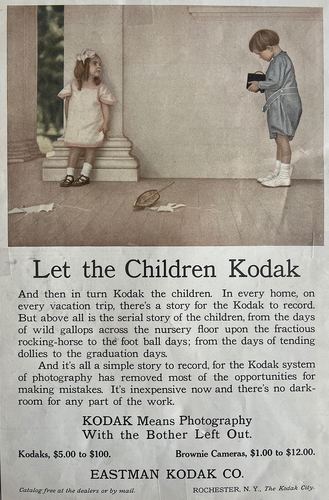 Figure 1. ‘Let the Children Kodak’, Eastman Kodak Company advertisement. The Ladies’ Home Journal, March 1909, p. 86. Author’s own photograph. Collection of Annebella Pollen.